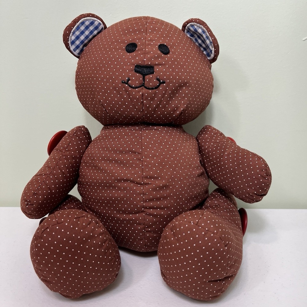 Vintage 1984 Dakin Brown Teddy Bear With Button Accents Cute 15"